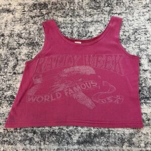VINTAGE 1998 Four Corners Bike Rally Week Womens Top Pink Tank Crop Top USA Sz M